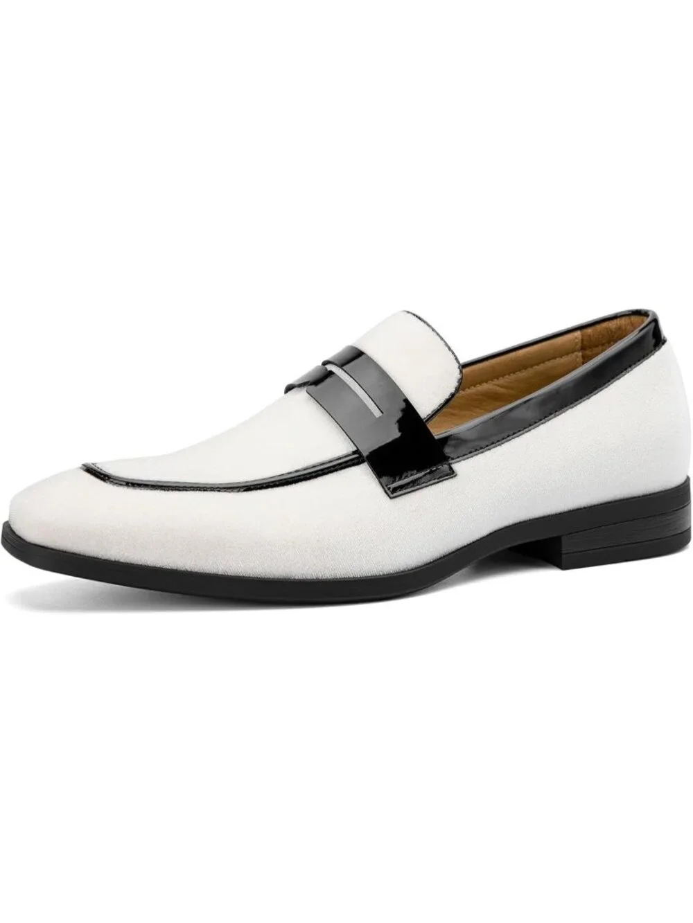 🆕Men's White Rubber Velvet Loafers Pull-On Dress Shoes Tuxedo Suit Shoes